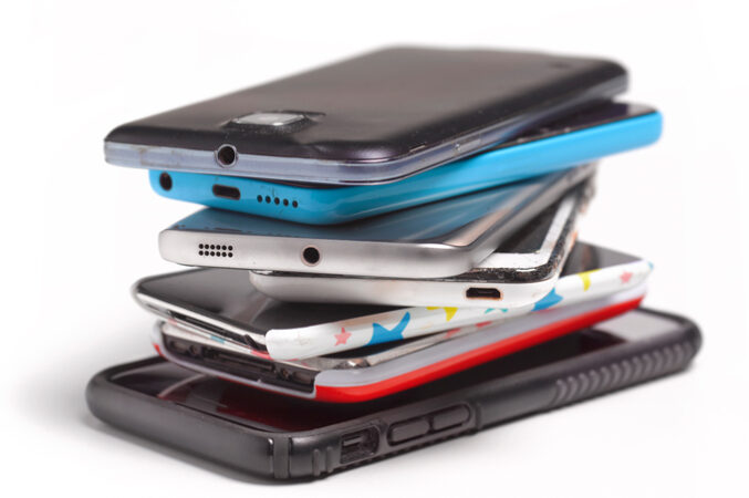 stack of smartphones